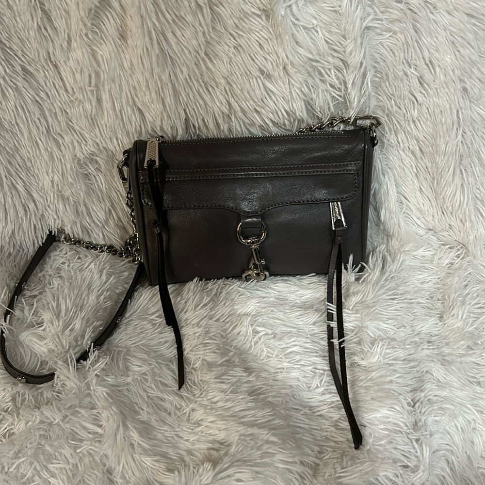 Rebecca Minkoff Grey Pebble Leather Crossbody